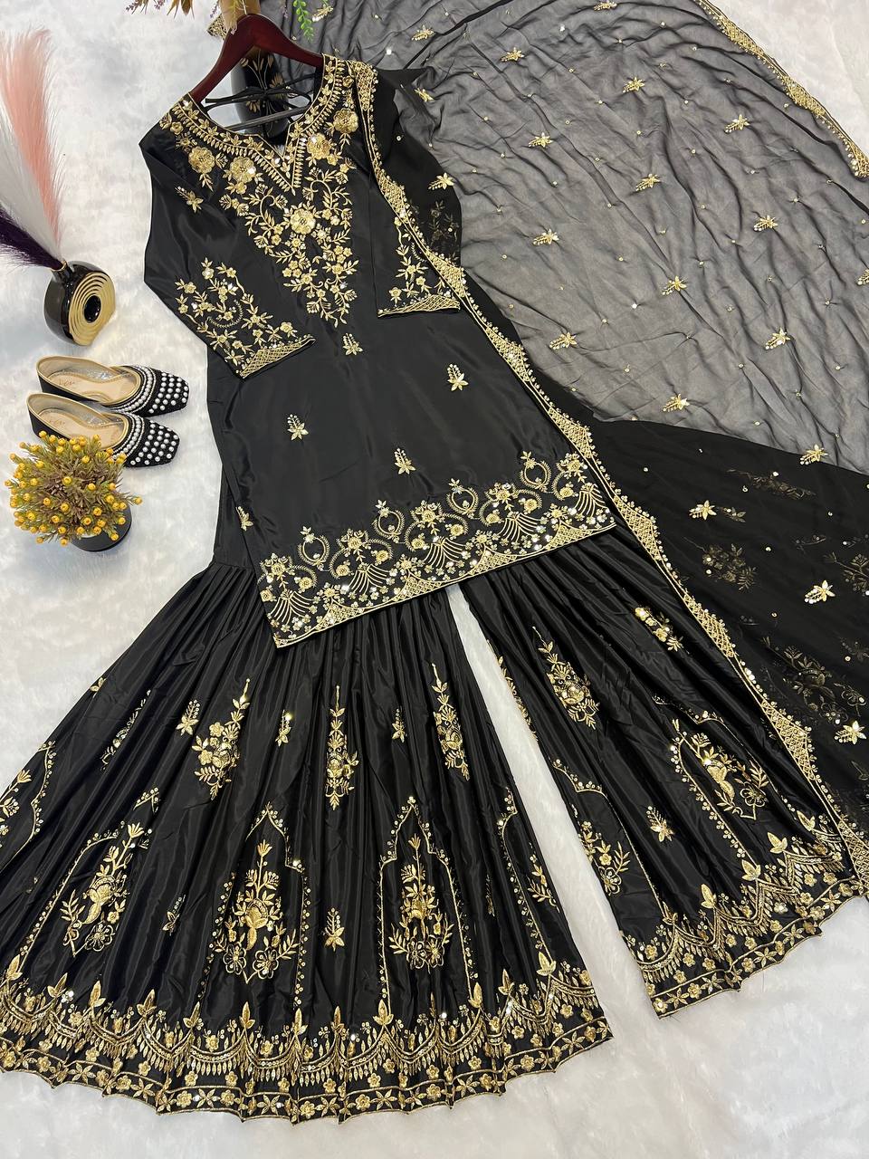 The Cinematic Black Zari Ensemble